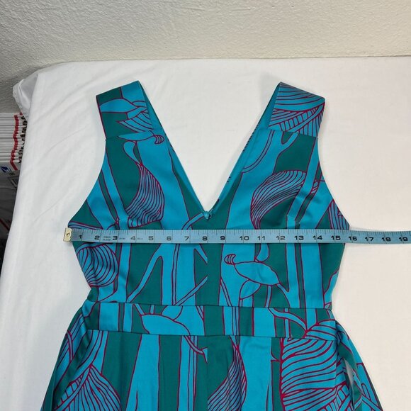 ALEXIS Cerelia Abstract Floral Jumpsuit Blue Green Wide Leg Cropped Sleeveless S - Picture 7 of 13